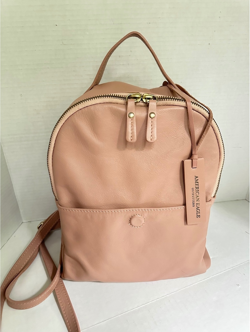 American Eagle Outfitters Blush Pink Genuine Italian Leather Mini Backpack